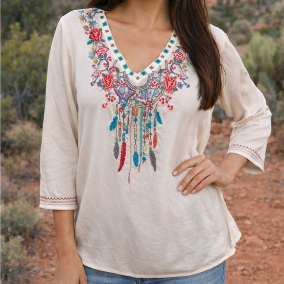 Johnny Was heavily embroidered Komanchi top NWT - Picture 9 of 9